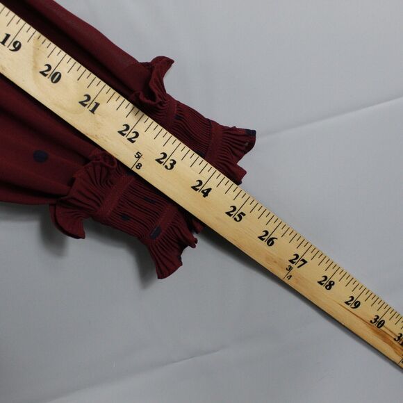 Sezane Dress Womens 34 2 Eve Mini Short Plum Navy Dots Pleated Ruffle Lined - Picture 11 of 14